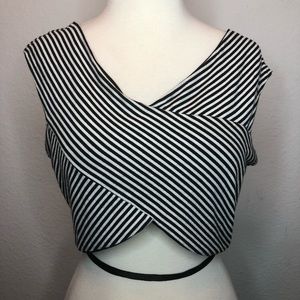 Black and white striped crop top